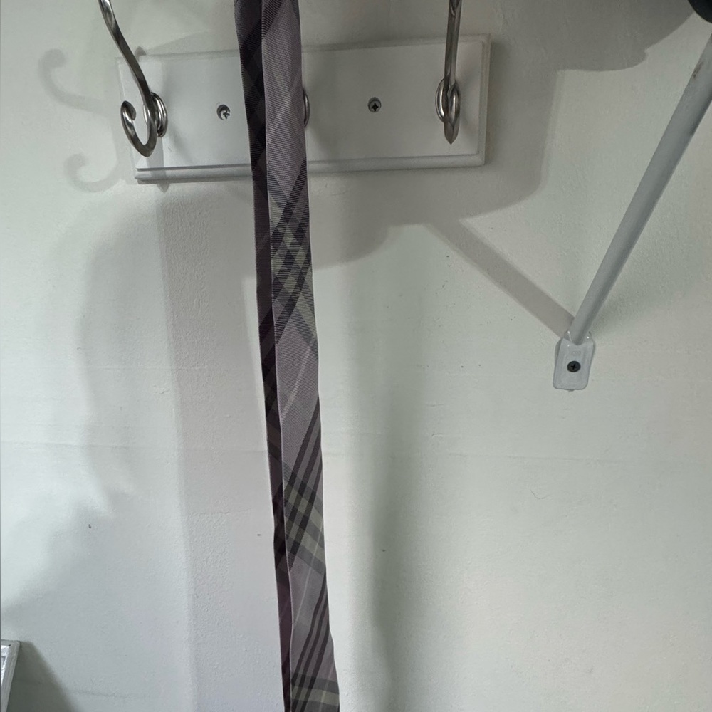 Burberry Plaid Tie in Purple and Gray - Picture 4 of 5
